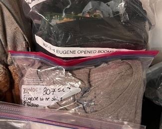 Eugene’s wine shirts, boom box 