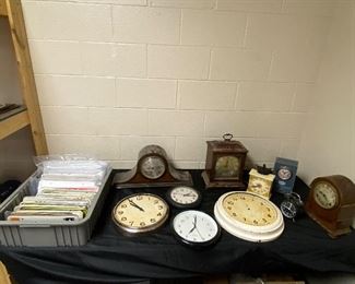 Clocks and Aaron and Eric’s license plate collection 