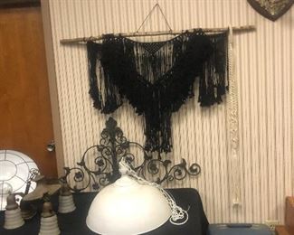 Lamps and macrame wall hangings