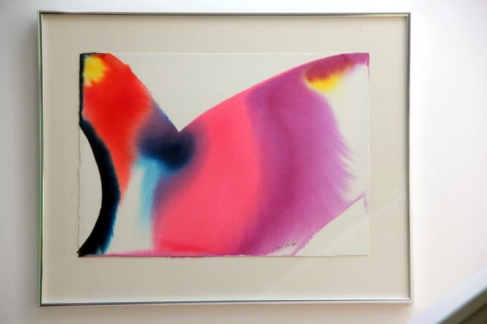 Paul Jenkins Watercolor "Phenomena Thrice Cut"