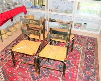 4 Painted Rush Seat Chairs