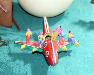Candelario Medrano Pottery Airplane with Passengers