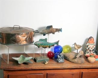 Fish Decoys, Bird Decoy, SW Storyteller Figure