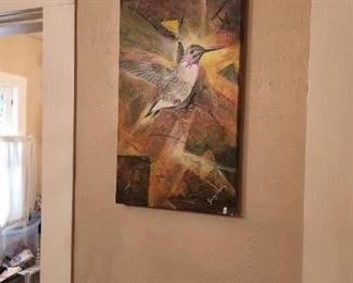 Jerry Brown Navajo Artist painting of Hummingbird