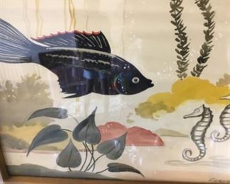Carlo of Hollywood pair of Fish art