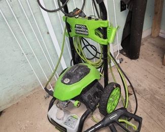 Greenworks 2000 psi pressure washer, in outbuilding closest to the house
