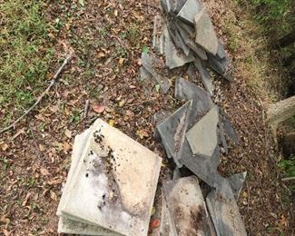 slate, in yard near parking