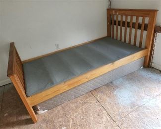 IKEA bed set, inside outbuilding near house