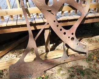 metal interior of piano, next to deck