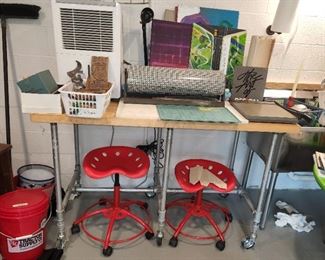 industrial cart/table on wheels