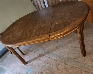 dining table with 6 chairs, in outbuilding by main house