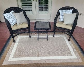 3 piece patio set  w/2 seat cushions