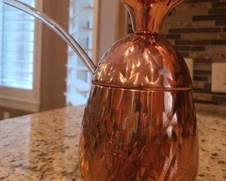 Copper Pineapple drinking cup w/straw