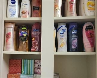 Tons of hand soaps & kleenex