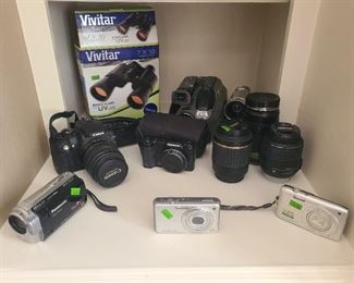 Cameras, lenses, camcorders & binoculars 
Brands ~ Nikon, Canon, Panasonic Olympus, Tamron JVC
