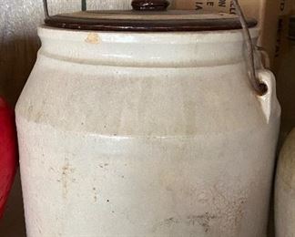 Stoneware Wooden Handle Storage Jar