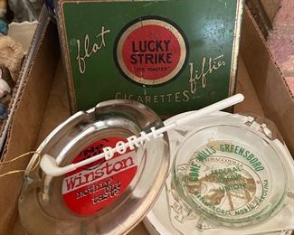 Lucky Strike Tin, Cone Mills Advertising Ashtray