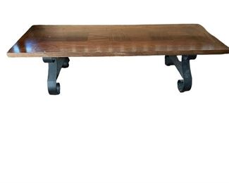 $150 - Oak Coffee Table w/Metal Legs MF95-13                Description : Generous proportions of wood are paired with scrolls of metal to complete the gorgeous coffee table.


Item Number : 95-13

Category : Tables

Brand : Unbranded

Local Pick up McLean, VA.  Contact us for shipper suggestions.

Condition Desc. : Good Condition
Location : McLean VA

Measurements

Length : 56
Width : 21
Height : 15