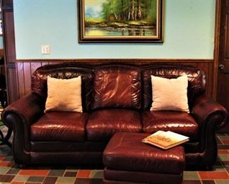 Haverty's Nailhead Sofa - Really Nice Leather!