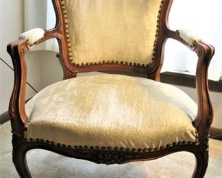 Upholstered Arm Chair Ornate Carving