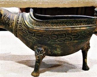 Chinese Antique Gold Gilded Bronze Wine Vessel