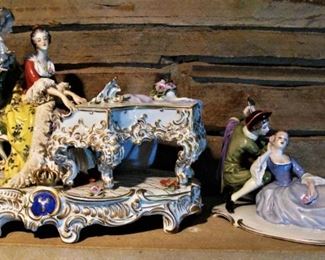 Dresden German Figure Sitzendorf Blue Crown Stamp Circa Late 1800s