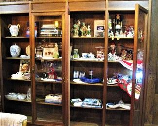 Solid Wood Glass Door Case Shelves set of 4 Connecting Extremely Nice Piece!