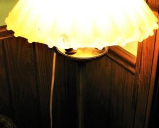 Vintage Glass Shade Marble Base Lamp