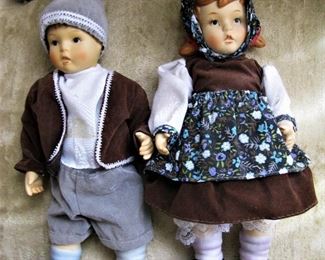 Vintage Hansel & Gretel Bisque Porcelain Dolls Strung Joints