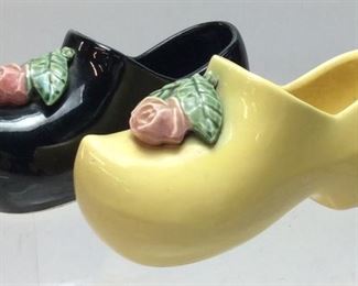 PAIR OF MCCOY DUTCH SHOE PLANTERS, 8in