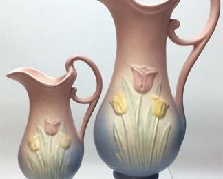 (2) HULL TULIP PITCHERS