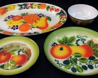 (5) PIECES OF DECORATED ENAMELWARE