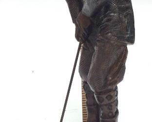 VTG. BRONZE GOLFER SCULPTURE w MARBLE BASE