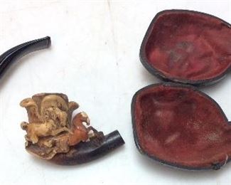 (2) SAVINELLI STERLING PIPE, ANTIQUE CERAMIC HORSE WEIBB GENEVA TOBACCO PIPE