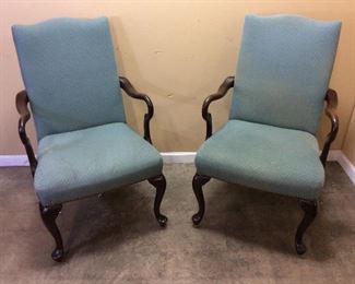 3 BLUE ARM CHAIRS