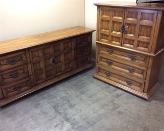 2 PIECE VTG. DRESSER & CHEST OF DRAWERS