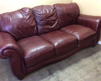 BURGUNDY LEATHER SOFA