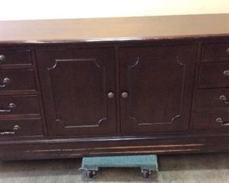 VINTAGE CREDENZA w GLASS TOP