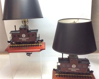 2 ARISTO-CRAFT BOBBER CABOOSE TABLE LAMPS