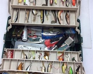 PLANO TACKLE BOX #2 FILLED WITH FISHING TACKLE, FISHING LURES, RAPALA, 