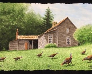 BOB TIMBERLAKE SIGNED PAINTING, #1/100, YARD BIRDS