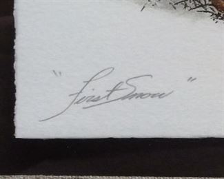 BOB TIMBERLAKE FRAMED SIGNED PRINT,69'1489 FIRST SNOW