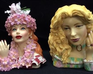 (2) CAMEO GIRLS LADY HEAD VASES, ABIGAIL
LUAU LOVELY & ANGELINE,