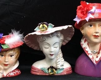  (3) LEFTON LADY HEAD VASES