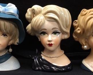 (3) LADY HEAD VASES, ENESCO & NAPCOWARE #C7494