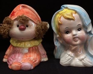 RELPO GIRL HEAD VASE #6809 & ARDCO GIRL PLANTER