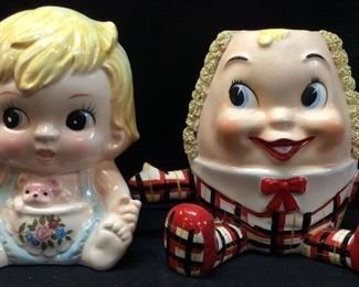 (2) GIFTWARES CO NANCY PEW BABY PLANTER #7986 & HUMPTY DUMPTY PLANTER