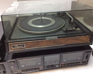 HOME AUDIO, ONKYO CD CHANGER, SONY CASSETTE PLAYER GRANDDARD TURNTABLE