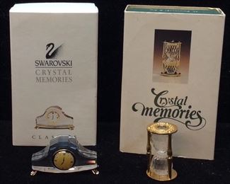 (2) SWAROVSKI CRYSTAL MEMORIES,HOURGLASS AND CLOCK