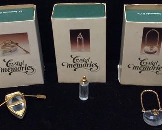 (3) SWAROVSKI CRYSTAL MEMORIES ROWBOAT, BABY BOTTLE AND PURSE